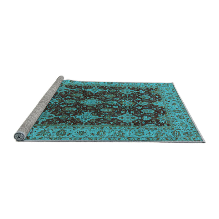 Sideview of Machine Washable Oriental Light Blue Industrial Rug, wshurb1597lblu