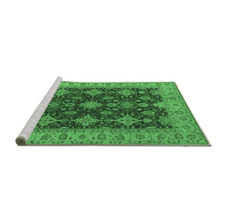 Sideview of Machine Washable Oriental Emerald Green Industrial Area Rugs, wshurb1597emgrn