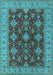 Machine Washable Oriental Light Blue Industrial Rug, wshurb1597lblu