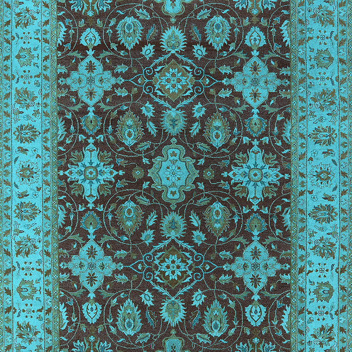 Machine Washable Oriental Light Blue Industrial Rug, wshurb1597lblu