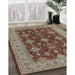 Mid-Century Modern Dark Sienna Brown Oriental Rug in Family Room, urb1597