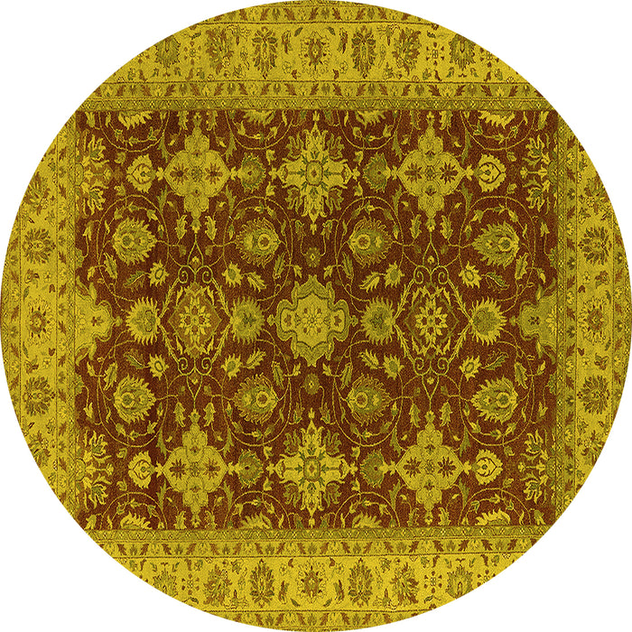Round Oriental Yellow Industrial Rug, urb1597yw