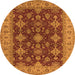 Round Machine Washable Oriental Orange Industrial Area Rugs, wshurb1597org