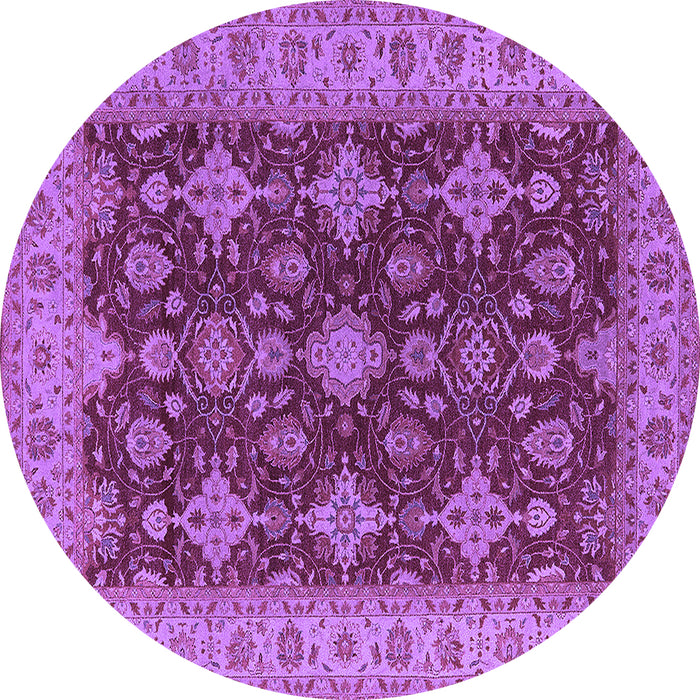 Round Machine Washable Oriental Purple Industrial Area Rugs, wshurb1597pur