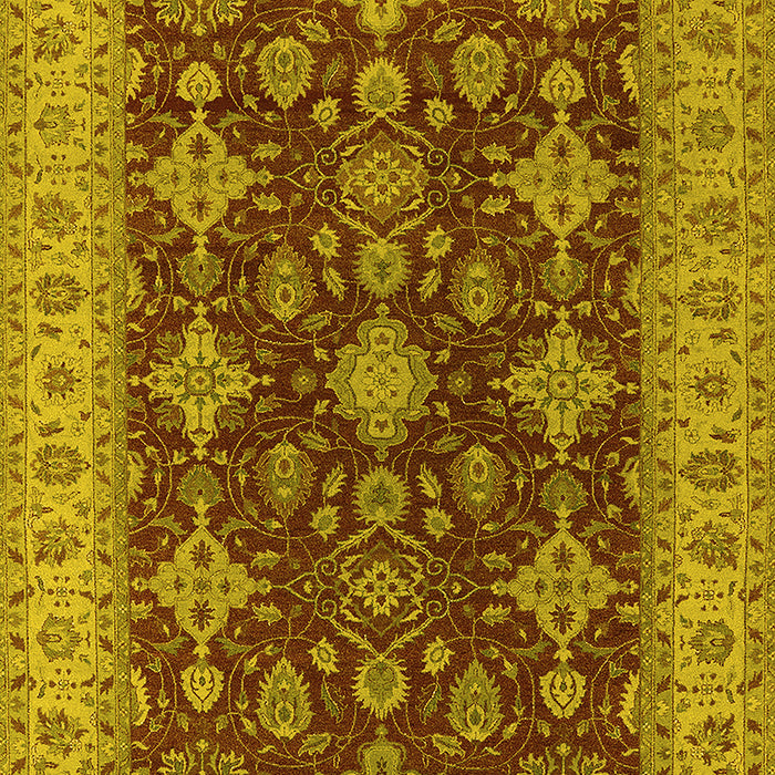 Machine Washable Oriental Yellow Industrial Rug, wshurb1597yw