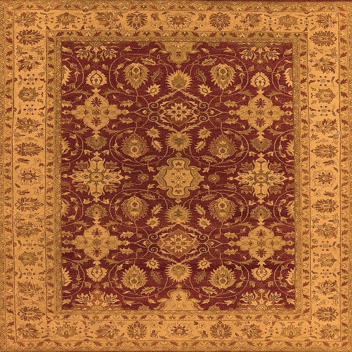 Square Machine Washable Oriental Orange Industrial Area Rugs, wshurb1597org