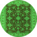 Round Oriental Green Industrial Rug, urb1597grn