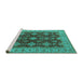 Sideview of Machine Washable Oriental Turquoise Industrial Area Rugs, wshurb1597turq