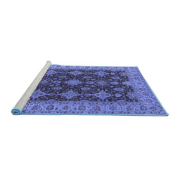 Sideview of Machine Washable Oriental Blue Industrial Rug, wshurb1597blu