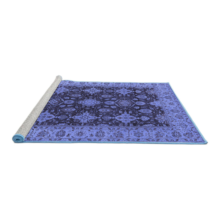 Sideview of Machine Washable Oriental Blue Industrial Rug, wshurb1597blu
