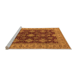 Sideview of Machine Washable Oriental Orange Industrial Area Rugs, wshurb1597org
