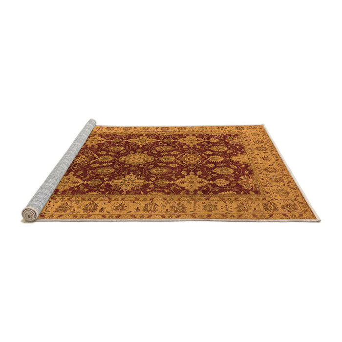 Sideview of Machine Washable Oriental Orange Industrial Area Rugs, wshurb1597org