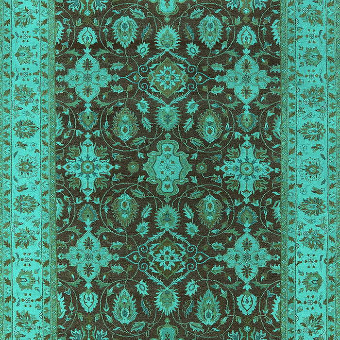 Machine Washable Oriental Turquoise Industrial Area Rugs, wshurb1597turq
