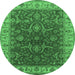 Round Oriental Emerald Green Industrial Rug, urb1598emgrn