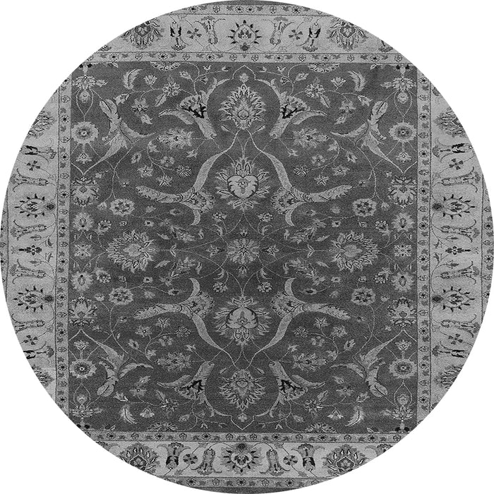 Round Machine Washable Oriental Gray Industrial Rug, wshurb1598gry