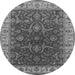 Round Machine Washable Oriental Gray Industrial Rug, wshurb1598gry