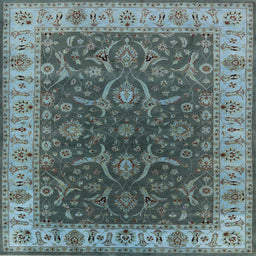 Square Mid-Century Modern Light Black Oriental Rug, urb1598