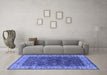 Machine Washable Oriental Blue Industrial Rug in a Living Room, wshurb1598blu