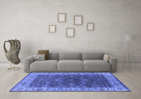 Machine Washable Oriental Blue Industrial Rug, wshurb1598blu