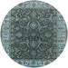 Round Mid-Century Modern Light Black Oriental Rug, urb1598