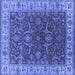 Square Machine Washable Oriental Blue Industrial Rug, wshurb1598blu