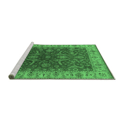 Sideview of Machine Washable Oriental Emerald Green Industrial Area Rugs, wshurb1598emgrn