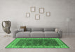 Machine Washable Oriental Emerald Green Industrial Area Rugs in a Living Room,, wshurb1598emgrn