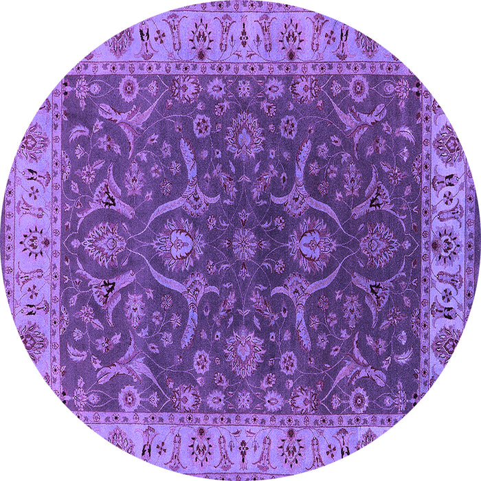 Round Machine Washable Oriental Purple Industrial Area Rugs, wshurb1598pur