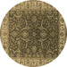 Round Oriental Brown Industrial Rug, urb1598brn