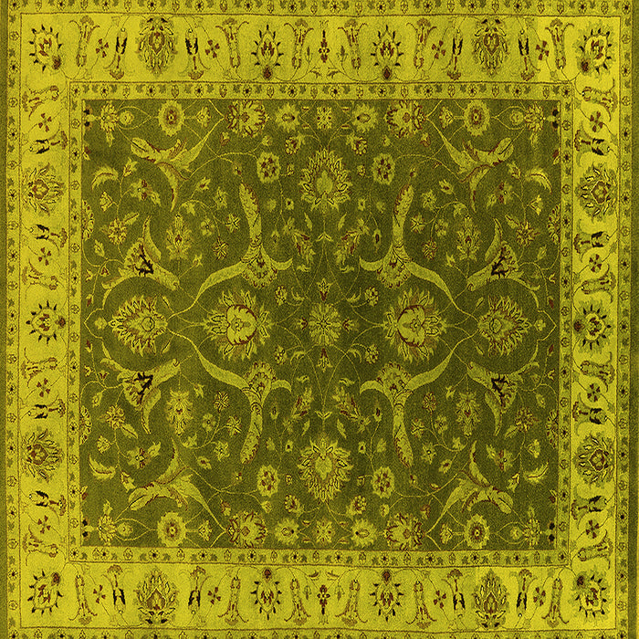 Square Machine Washable Oriental Yellow Industrial Rug, wshurb1598yw