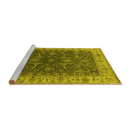 Sideview of Machine Washable Oriental Yellow Industrial Rug, wshurb1598yw