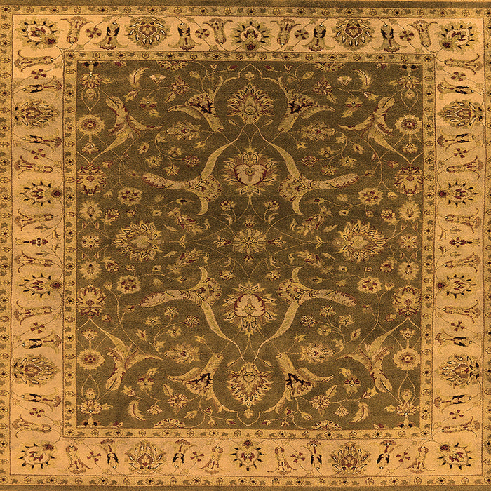 Square Machine Washable Oriental Orange Industrial Area Rugs, wshurb1598org