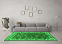 Machine Washable Oriental Green Industrial Rug, wshurb1598grn