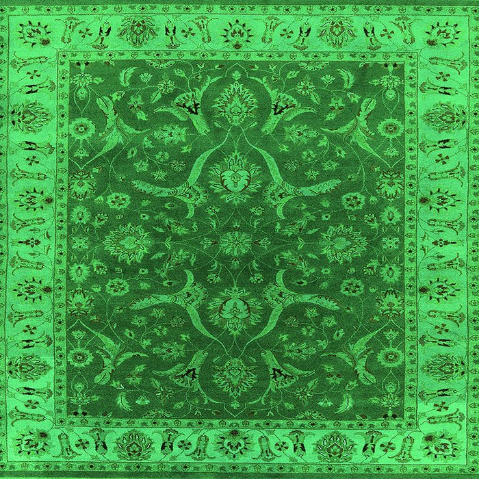 Square Machine Washable Oriental Green Industrial Area Rugs, wshurb1598grn