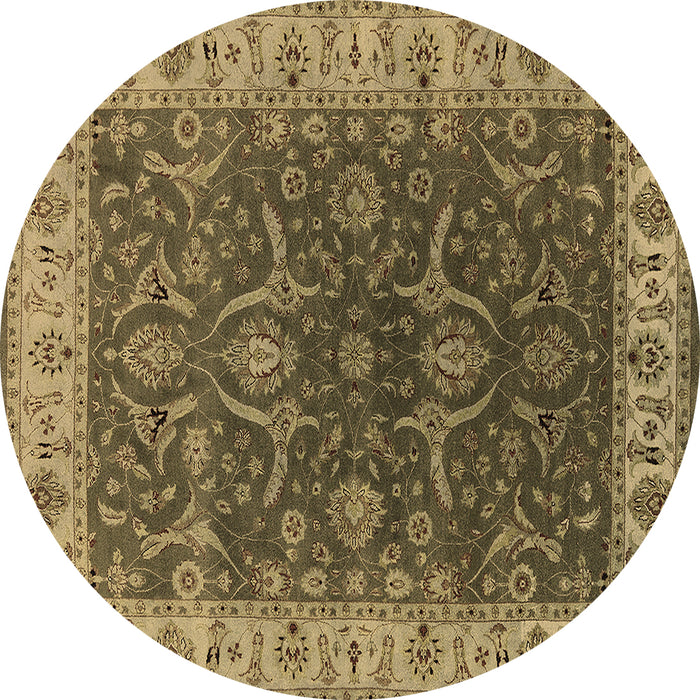 Round Machine Washable Oriental Brown Industrial Rug, wshurb1598brn