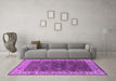 Machine Washable Oriental Pink Industrial Rug in a Living Room, wshurb1598pnk