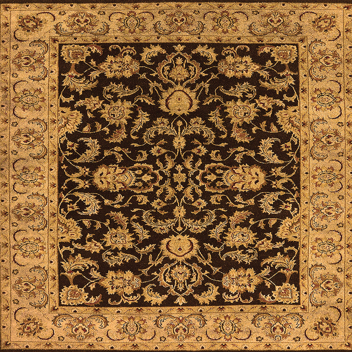 Square Machine Washable Oriental Orange Industrial Area Rugs, wshurb1599org