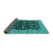 Sideview of Oriental Turquoise Industrial Rug, urb1599turq