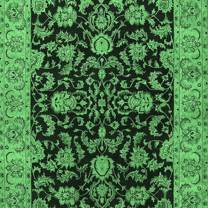 Machine Washable Oriental Emerald Green Industrial Area Rugs, wshurb1599emgrn