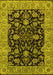 Machine Washable Oriental Yellow Industrial Rug, wshurb1599yw