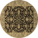 Round Oriental Brown Industrial Rug, urb1599brn