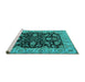 Sideview of Machine Washable Oriental Turquoise Industrial Area Rugs, wshurb1599turq