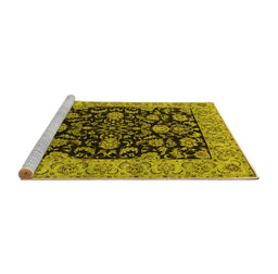 Sideview of Machine Washable Oriental Yellow Industrial Rug, wshurb1599yw