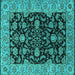 Square Machine Washable Oriental Turquoise Industrial Area Rugs, wshurb1599turq