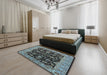 Mid-Century Modern Blue Oriental Rug in a Bedroom, urb1599