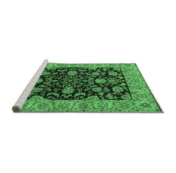 Sideview of Machine Washable Oriental Emerald Green Industrial Area Rugs, wshurb1599emgrn