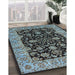 Mid-Century Modern Blue Oriental Rug in Family Room, urb1599