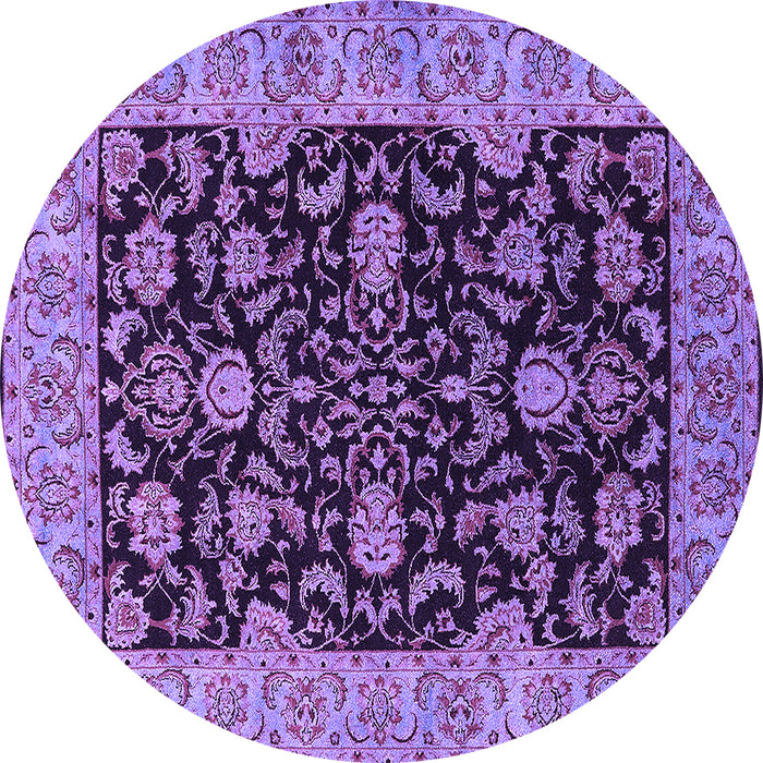 Round Machine Washable Oriental Purple Industrial Area Rugs, wshurb1599pur