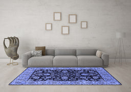 Machine Washable Oriental Blue Industrial Rug in a Living Room, wshurb1599blu
