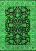 Machine Washable Oriental Green Industrial Area Rugs, wshurb1599grn